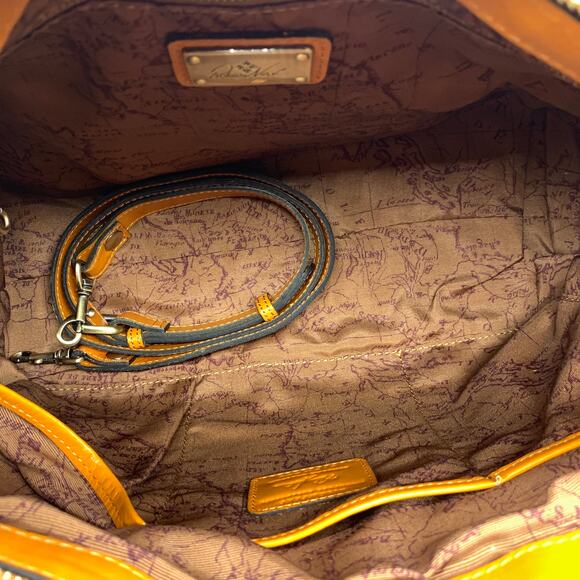 Patricia Nash Discovery Washed Woven Augusta Satchel Sun Orange Color - Picture 13 of 15